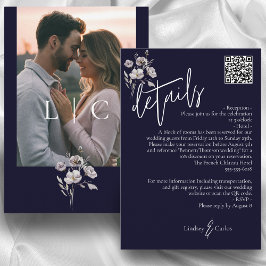 Tarjeta De Recepción Elegante boda moderno de marina oscura detalles có