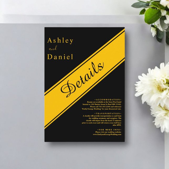 Tarjeta De Recepción Elegante Boda Moderno De Moda Negra Y Oro De Lujo (Subido por el creador)