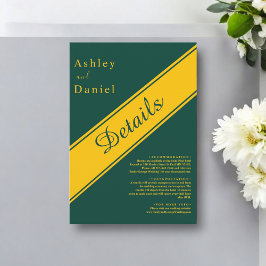 Tarjeta De Recepción Elegante Boda Moderno De Moda Verde Y Oro De Lujo