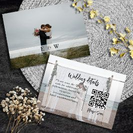 Tarjeta De Recepción Elegante Boda moderno de overlay Detalles código Q