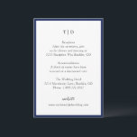 Tarjeta De Recepción Elegante Boda moderno monograma azul de la marina<br><div class="desc">Tarjetas de gabinete boda modernas con un diseño limpio con fuentes serif y script.</div>
