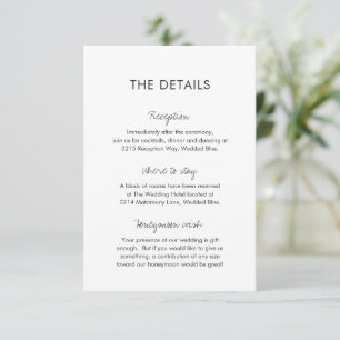 Tarjeta De Recepción Elegante Boda moderno negro y blanco