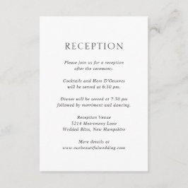 Tarjeta De Recepción Elegante Boda moderno negro y blanco sencillo