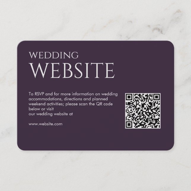 Tarjeta De Recepción Elegante Boda moderno oscuro morado (Anverso)