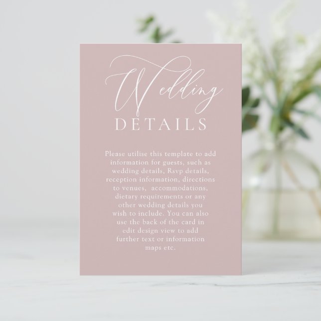Tarjeta De Recepción Elegante Boda moderno rosa y turbio (Anverso de pie)
