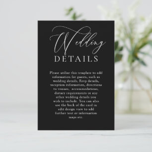 Tarjeta De Recepción Elegante Boda moderno sin tiempo negro detalles