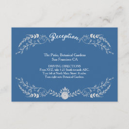 Tarjeta De Recepción Elegante Boda monocromático de guirnalda azul y pl