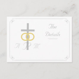 Tarjeta De Recepción Elegante Boda Monogramado Católico