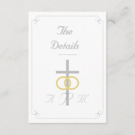 Tarjeta De Recepción Elegante Boda Monogramado Católico