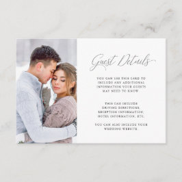 Tarjeta De Recepción Elegante Boda morado detalles de invitado con foto