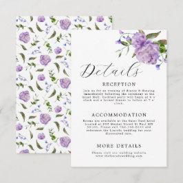 Tarjeta De Recepción Elegante Boda morado floral