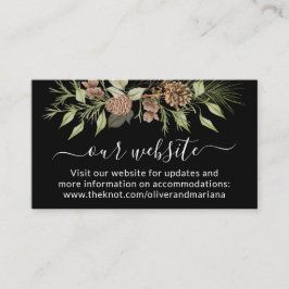 Tarjeta De Recepción Elegante Boda negro de invierno Sitio web QR Códig