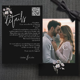 Tarjeta De Recepción Elegante boda negro moderno detalles código QR
