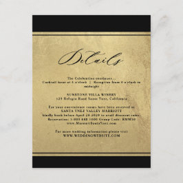 Tarjeta De Recepción Elegante Boda negro y dorado Gabinete C