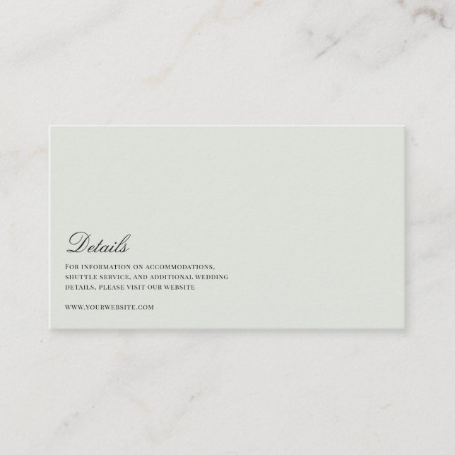 Tarjeta De Recepción Elegante Boda negro y verde sabio (Anverso)