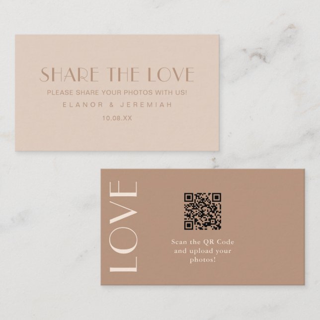 Tarjeta De Recepción Elegante Boda neutral comparte amor (Anverso / Reverso)