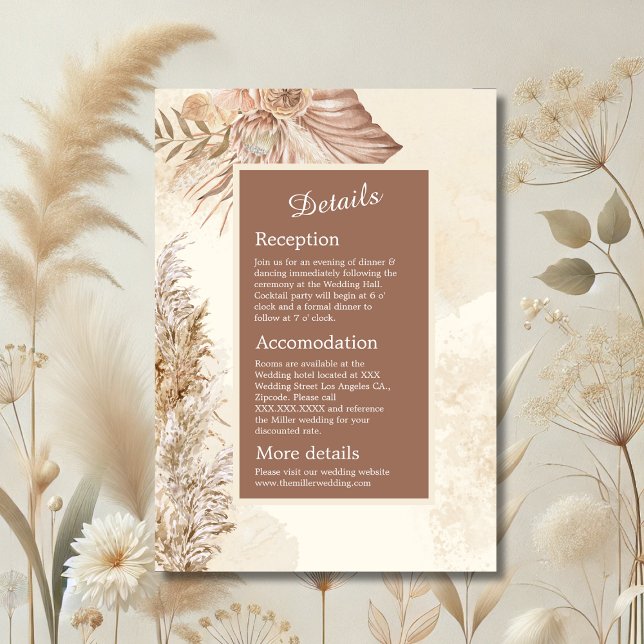 Tarjeta De Recepción Elegante Boda neutral de Boho beige y marrón (Subido por el creador)