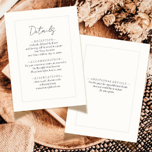 Tarjeta De Recepción Elegante Boda Platemark de Marfil Blanco Negro