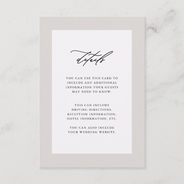 Tarjeta De Recepción Elegante Boda púrpura detalles de invitados (Anverso)