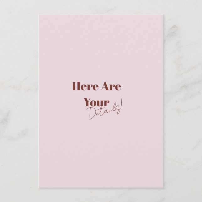 Tarjeta De Recepción Elegante Boda retro audaz moderno (Anverso)