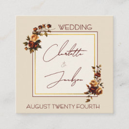 Tarjeta De Recepción Elegante Boda Romántica de Otoño con Rosa Oxidada