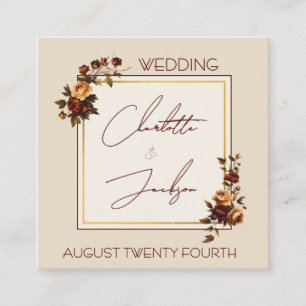 Tarjeta De Recepción Elegante Boda Romántica de Otoño con Rosa Oxidada