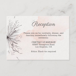 Tarjeta De Recepción Elegante boda romántica delicada melocotón y gris
