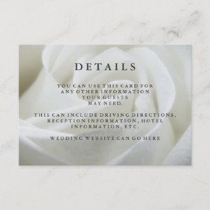 Tarjeta De Recepción Elegante Boda Rosa Blanca Detalles de Huéspedes