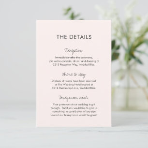 Tarjeta De Recepción Elegante Boda rosa moderno