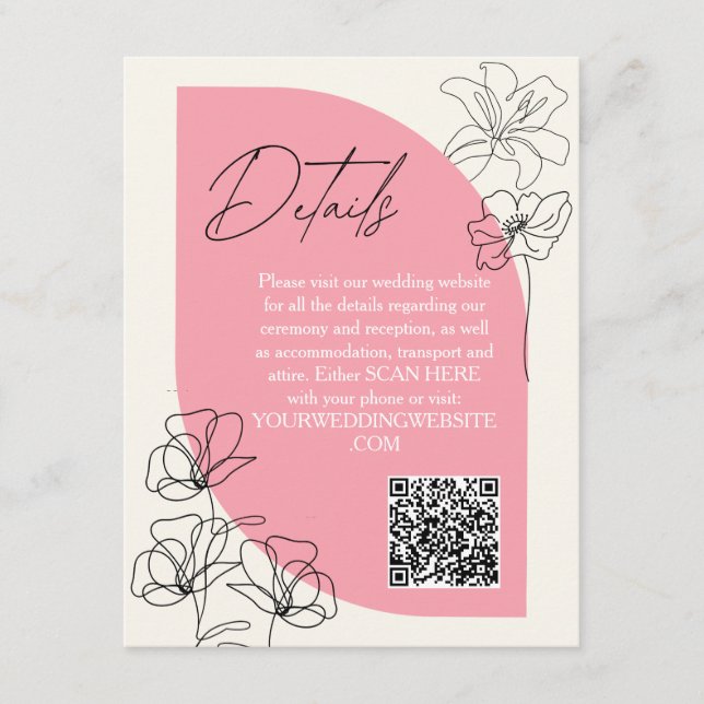 Tarjeta De Recepción Elegante Boda rosa pastel y crema (Anverso)