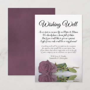 Tarjeta De Recepción Elegante Boda Rosa Rosa Mauve Deseando Poema Bien