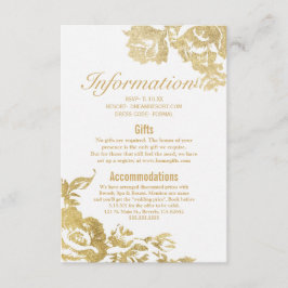 Tarjeta De Recepción Elegante Boda Rosa simple y moderno Floral Gold
