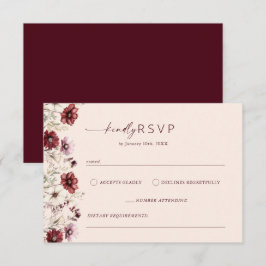 Tarjeta De Recepción Elegante Boda RSVP de Borgoña