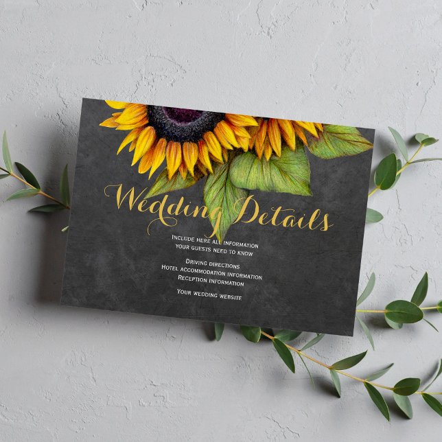 Tarjeta De Recepción Elegante boda rústico de girasoles detalles para l (Subido por el creador)