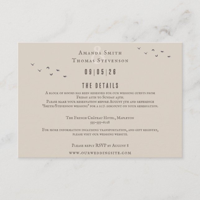 Tarjeta De Recepción Elegante boda rústico de montaña de otoño (Anverso)