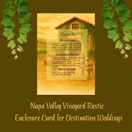 Tarjeta De Recepción Elegante Boda Rústico del Vineyard Valley de Napa