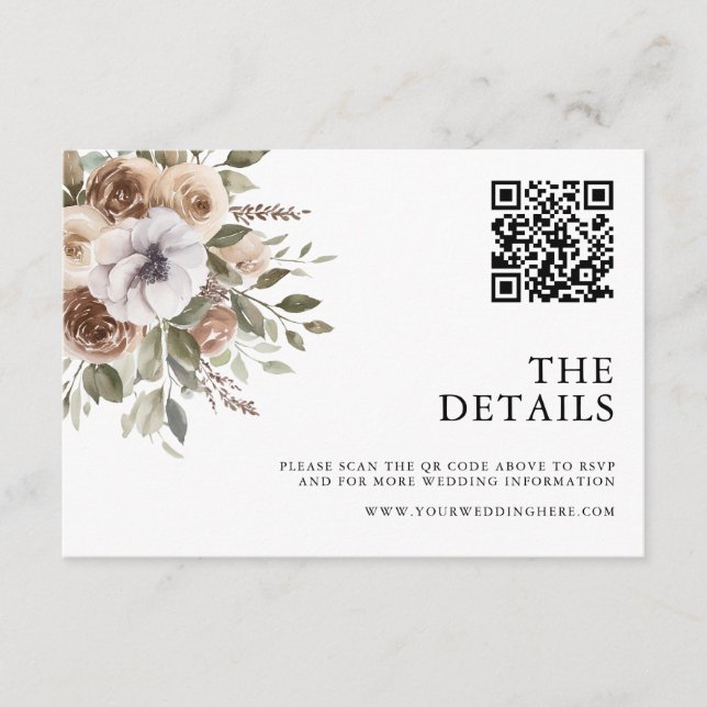 Tarjeta De Recepción Elegante Boda Rústico Floral De Acuarela Salva El (Anverso)