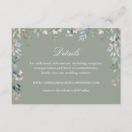 Tarjeta De Recepción Elegante Boda Sage Green Floral Cacsacde