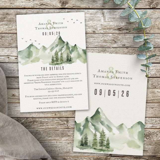 Tarjeta De Recepción Elegante boda sereno de paisaje montañoso verde (Subido por el creador)