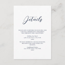 Tarjeta De Recepción Elegante Boda simple azul y blanco de la Marina