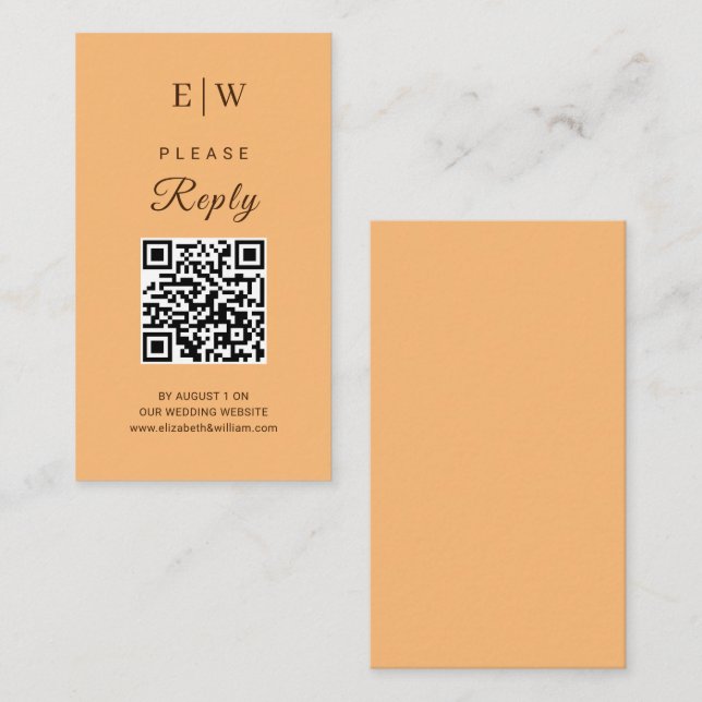 Tarjeta De Recepción Elegante Boda simple de monograma de engrase (Anverso / Reverso)