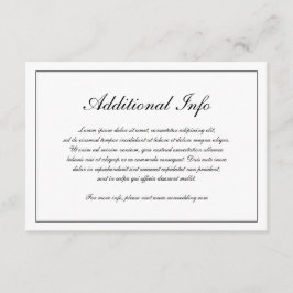 Tarjeta De Recepción Elegante Boda simple, formal, blanco y negro
