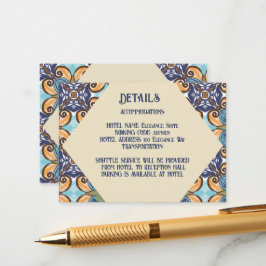 Tarjeta De Recepción Elegante Boda Talavera mexicano Detalles código QR