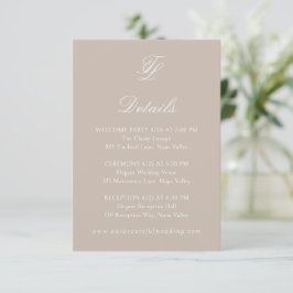 Tarjeta De Recepción Elegante Boda tradicional neutral de arena