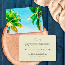 Tarjeta De Recepción Elegante Boda Tropical Beach Palm Tree