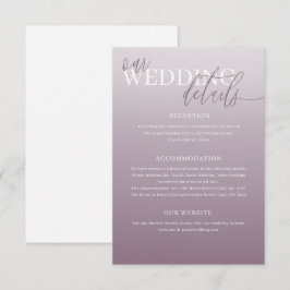 Tarjeta De Recepción Elegante Boda turbio morado detalles