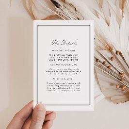 Tarjeta De Recepción Elegante Boda verde sabio blanco Insertar detalles