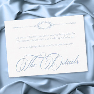 Tarjeta De Recepción Elegante Boda Vintage Barroco Azul Polvoriento
