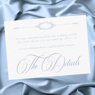 Tarjeta De Recepción Elegante Boda Vintage Barroco Azul Polvoriento