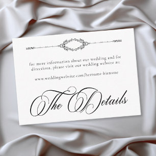 Tarjeta De Recepción Elegante Boda Vintage Barroco Blanco y Negro